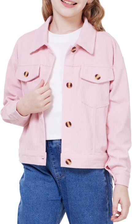 Girl's Fashion Button Down Corduroy Jackets Casual Fall Jackets Teen Girl Outerwear