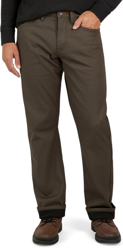 Vintage Fleece Lined Pants - Men Regular Fit Fleeced Lined Canvas Pants for Mens