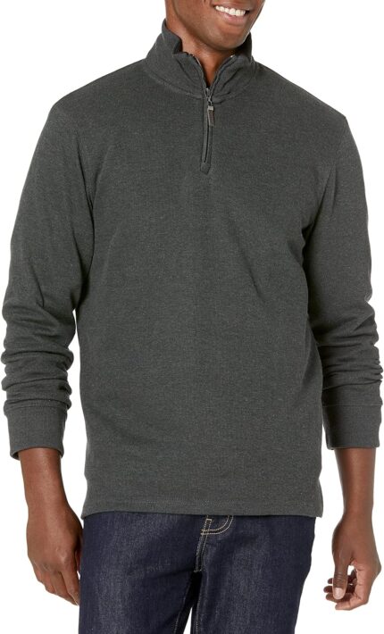 Men Quarter-Zip French Rib Sweater, Casual Wear